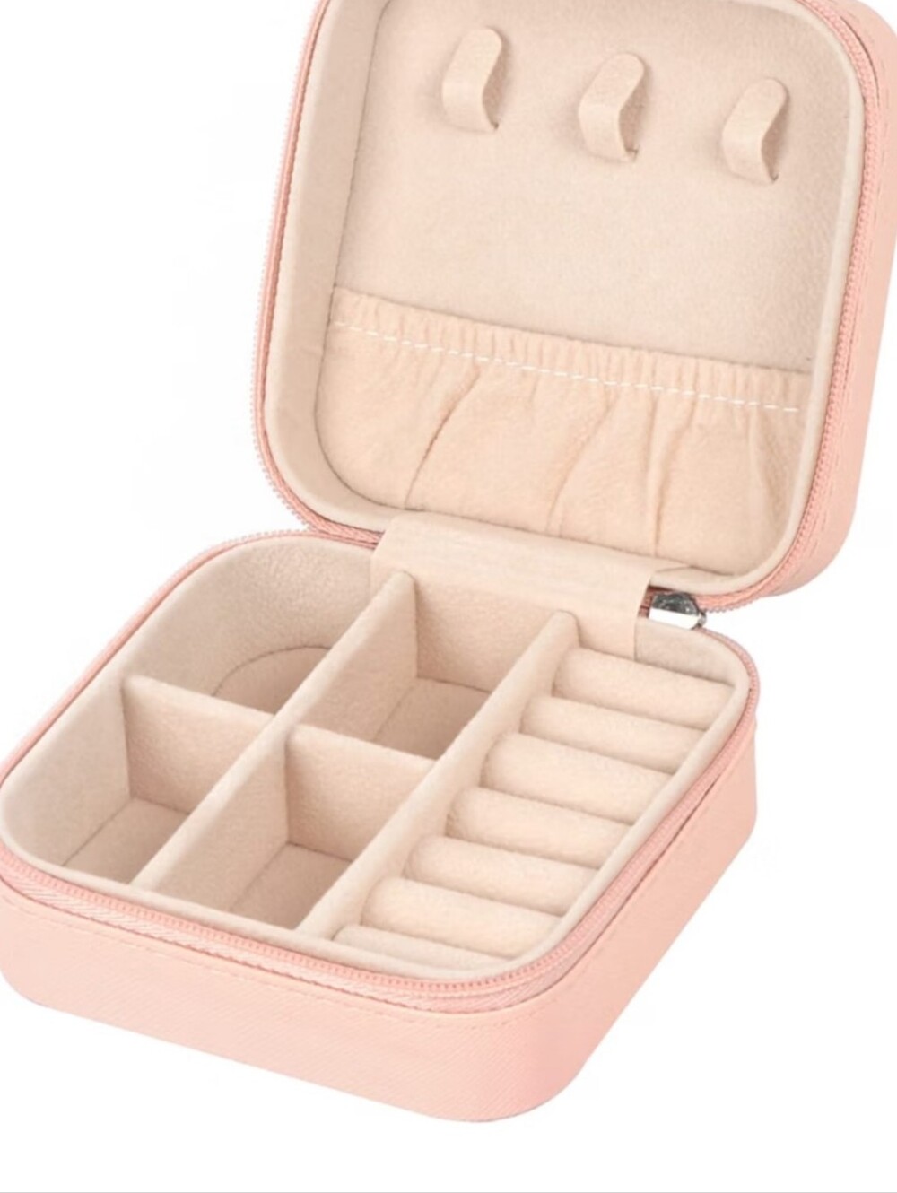 Pink Travel Jewelry Box with Ring Organizer
